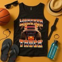 Monster Truck Offroad Flames 90s Bootleg Style Tank Top thumb 4