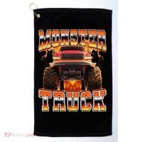 Monster Truck Offroad Flames 90s Bootleg Style Golf Towel thumb 0