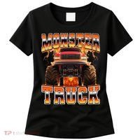 Monster Truck Offroad Flames 90s Bootleg Style Women's T-Shirt thumb 0