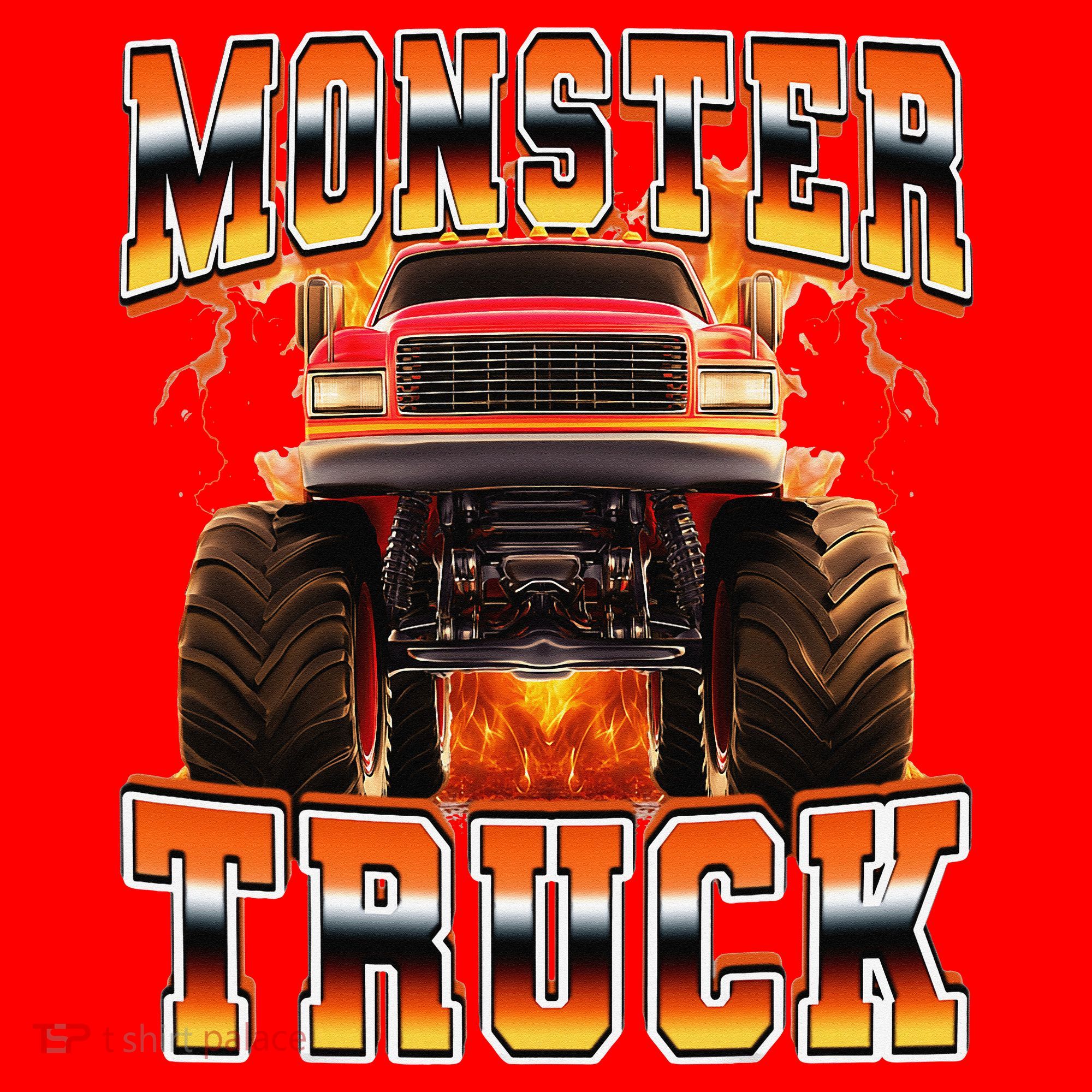 Monster Truck Offroad Flames 90s Bootleg Style Santa Hat