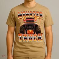 Monster Truck Offroad Flames 90s Bootleg Style T-Shirt thumb 3