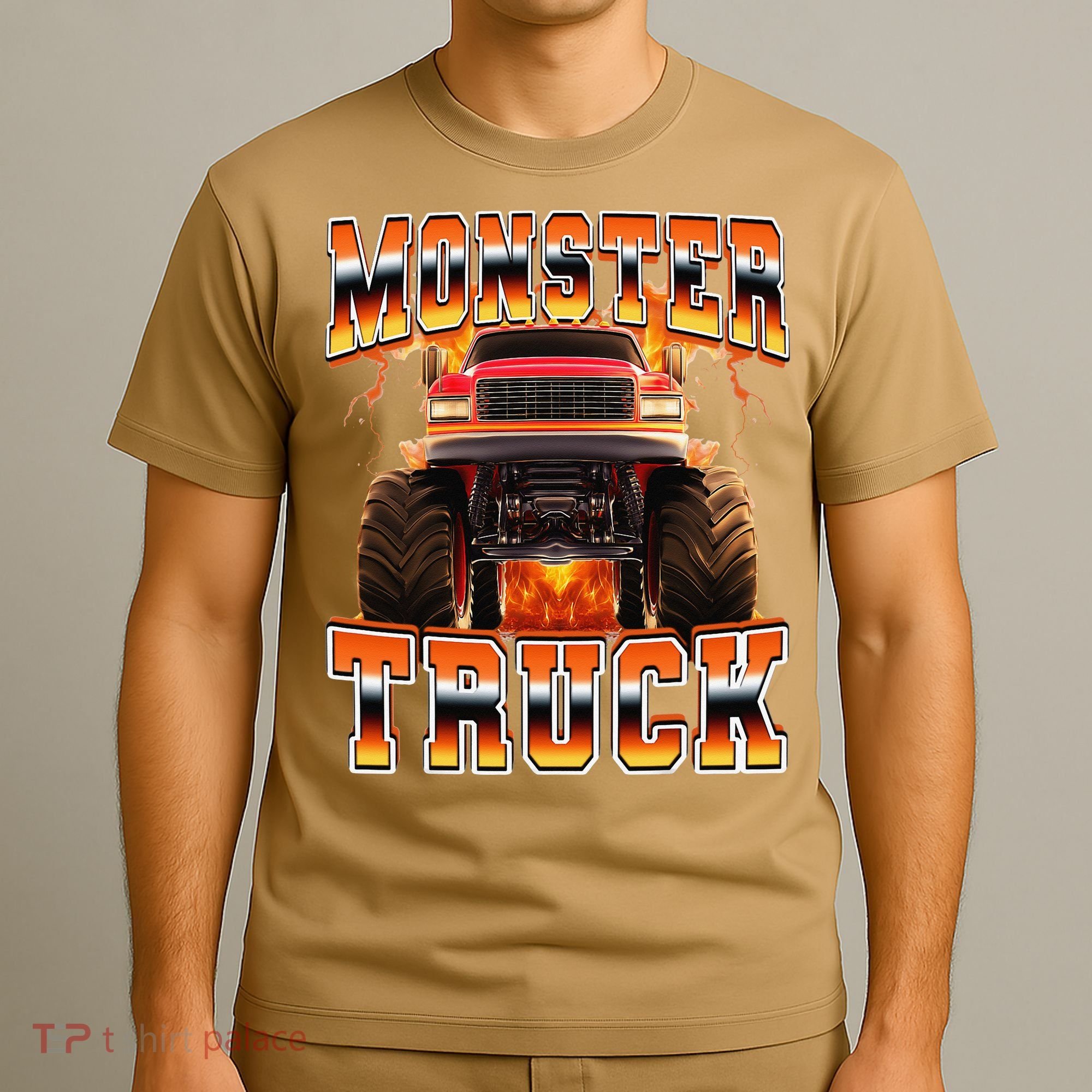 Monster Truck Offroad Flames 90s Bootleg Style T-Shirt