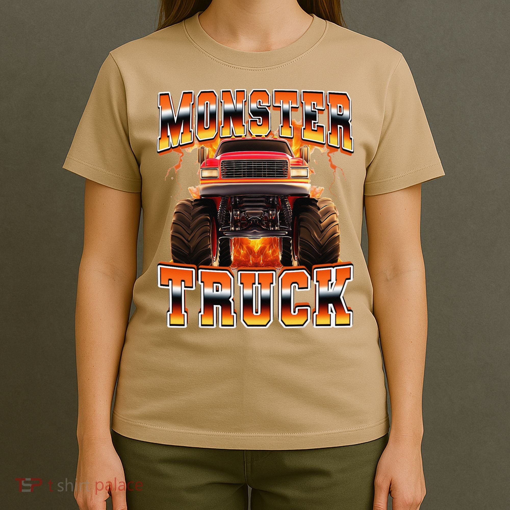 Monster Truck Offroad Flames 90s Bootleg Style T-Shirt