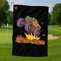 Monster Truck Pumpkin Patch Golf Towel thumb 1