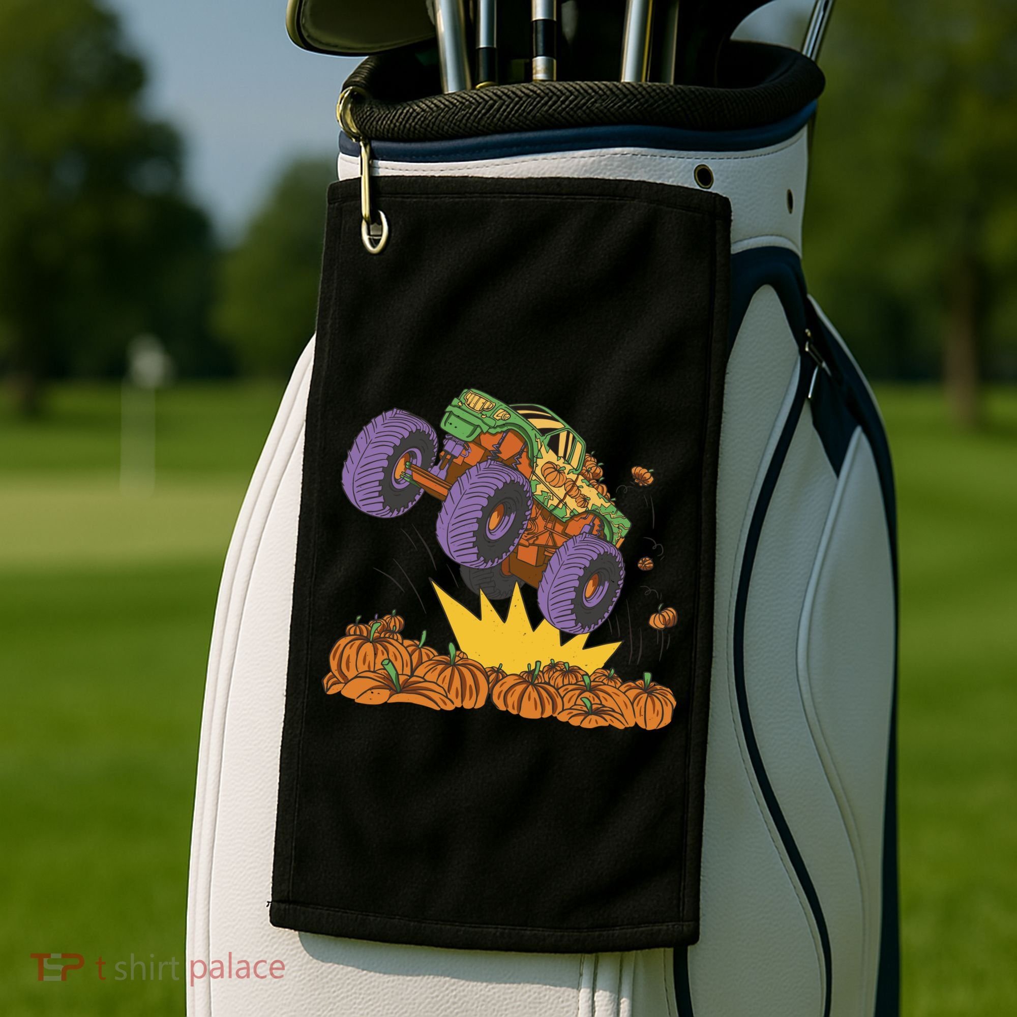 Monster Truck Pumpkin Patch Golf Towel