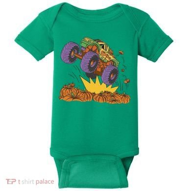 Monster Truck Pumpkin Patch Baby Bodysuit