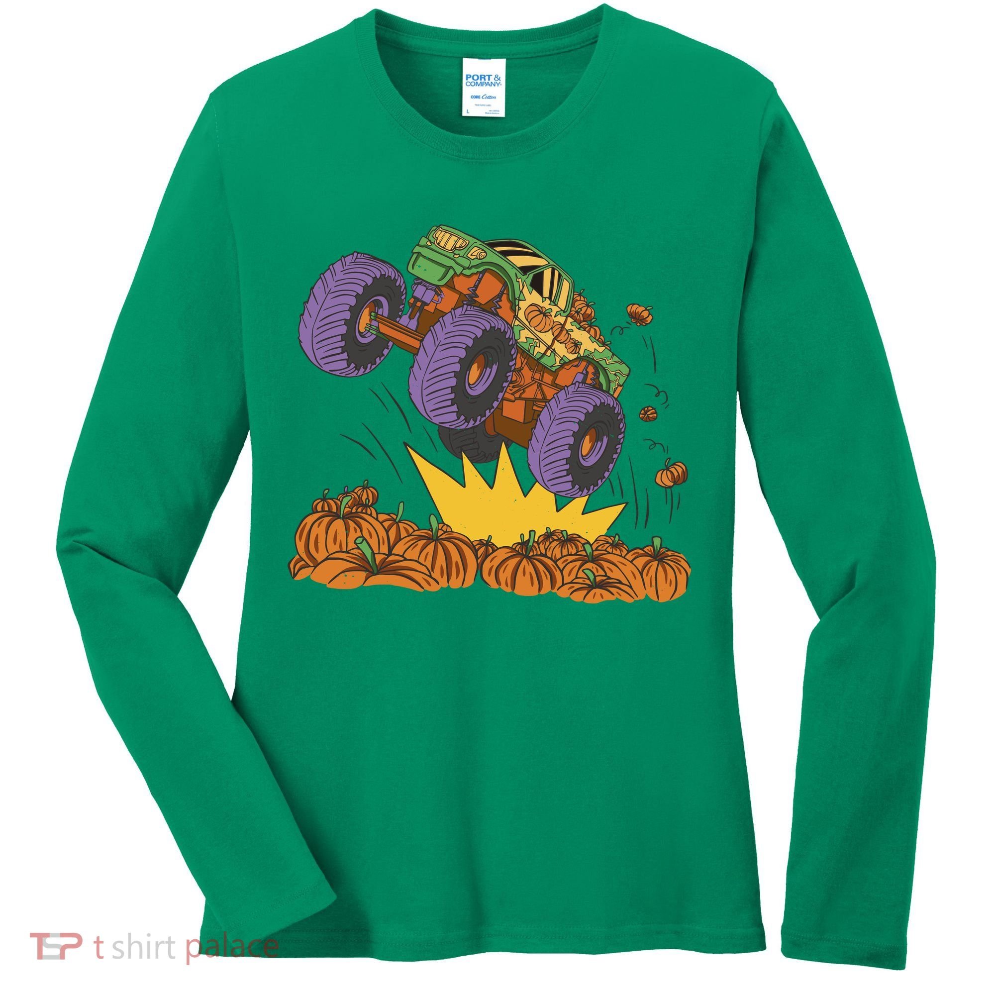 Monster Truck Pumpkin Patch Women's Long Sleeve Shirt