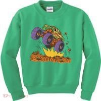 Monster Truck Pumpkin Patch Kids Sweatshirt thumb 0