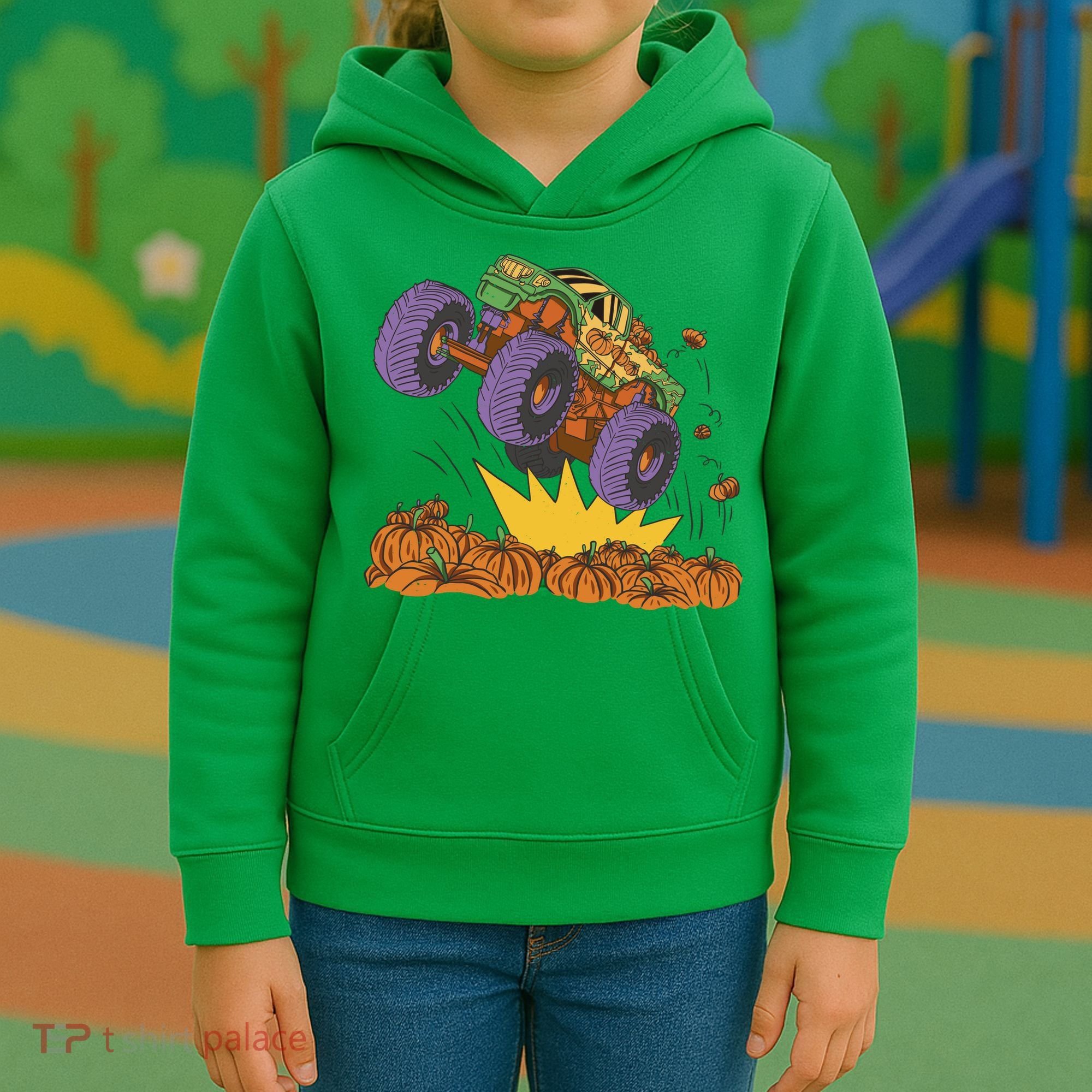 Monster Truck Pumpkin Patch Kids Hoodie