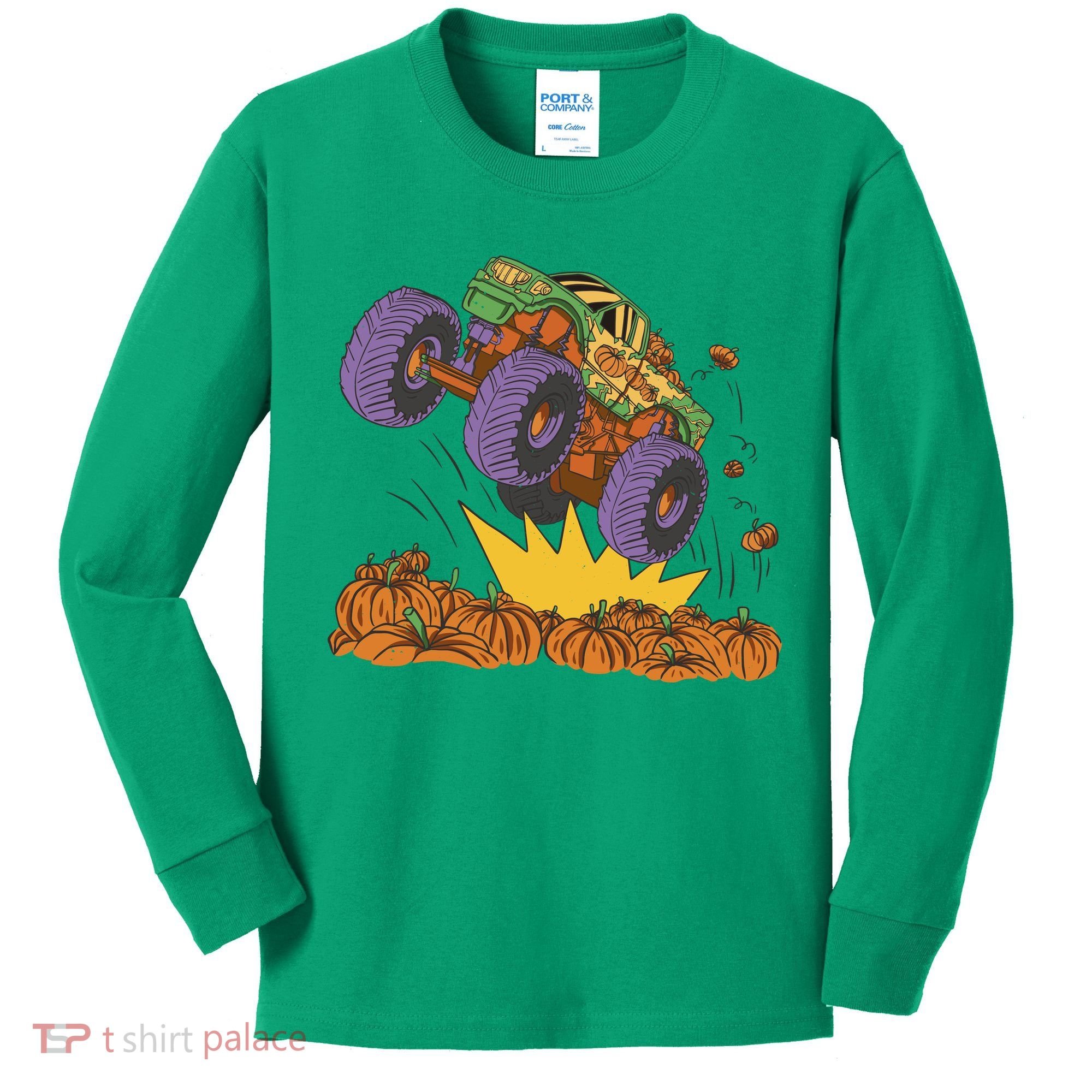 Monster Truck Pumpkin Patch Kids Long Sleeve Shirt