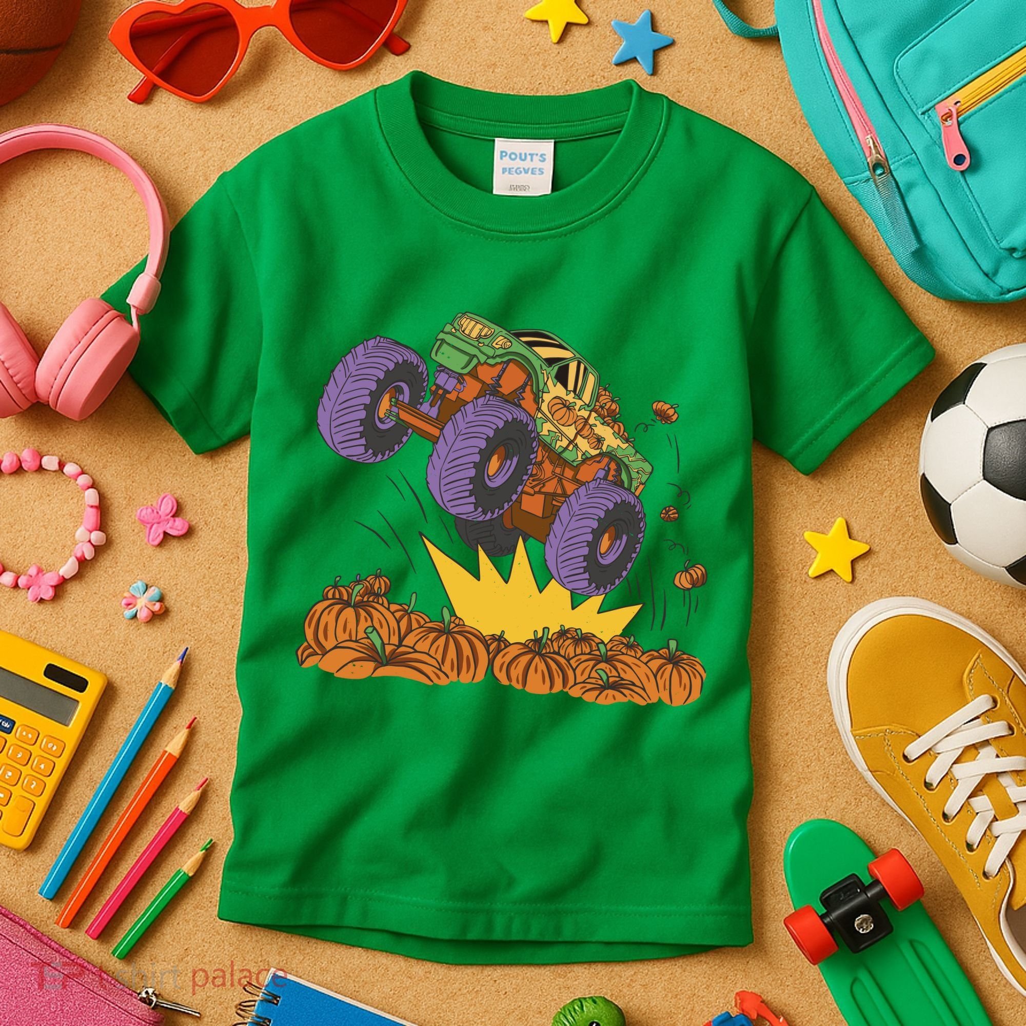 Monster Truck Pumpkin Patch Kids T-Shirt