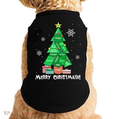 Math Teacher Polygon Christmas Tree Geometry Merry Christmas Doggie Tank