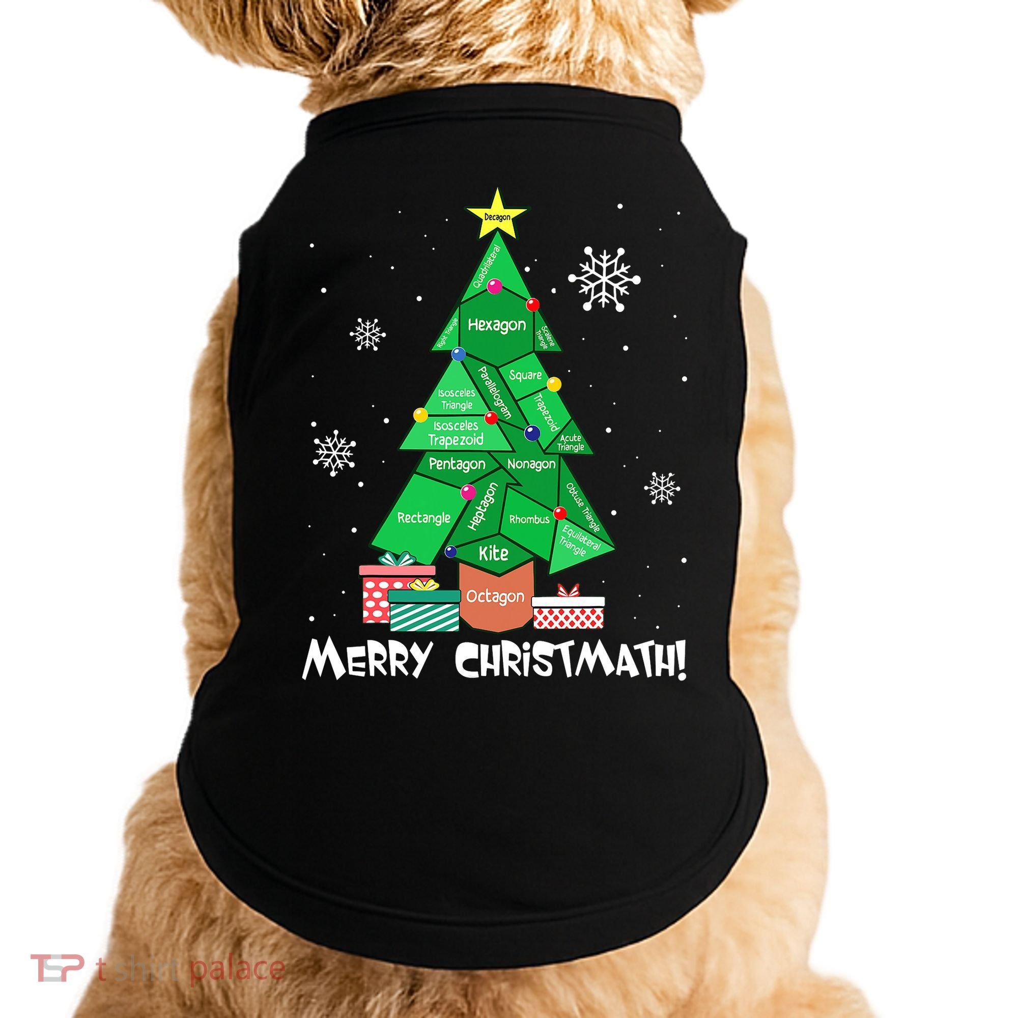 Math Teacher Polygon Christmas Tree Geometry Merry Christmas Doggie Tank