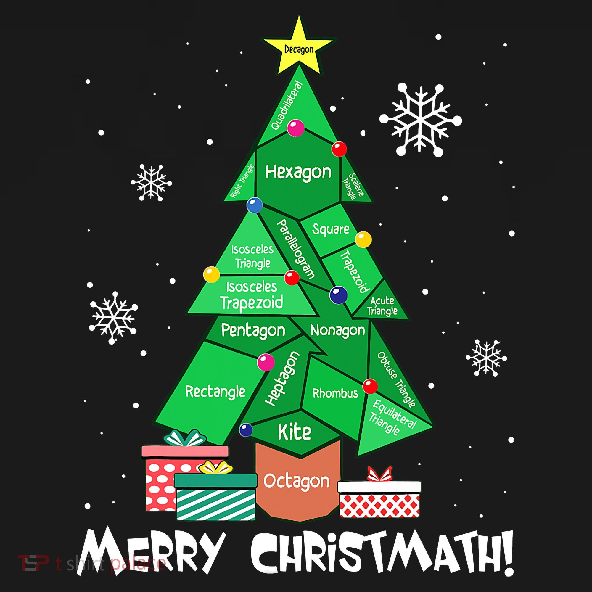 Math Teacher Polygon Christmas Tree Geometry Merry Christmas Doggie Tank