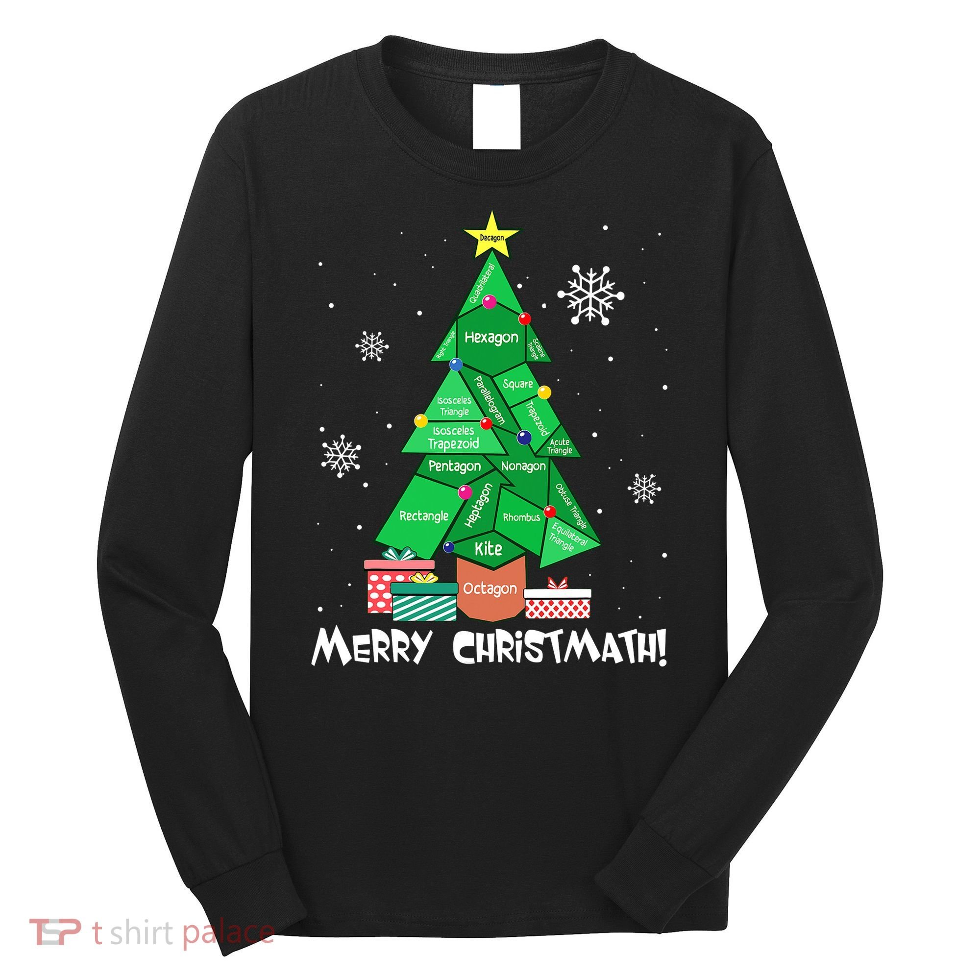 Math Teacher Polygon Christmas Tree Geometry Merry Christmas Long Sleeve Shirt