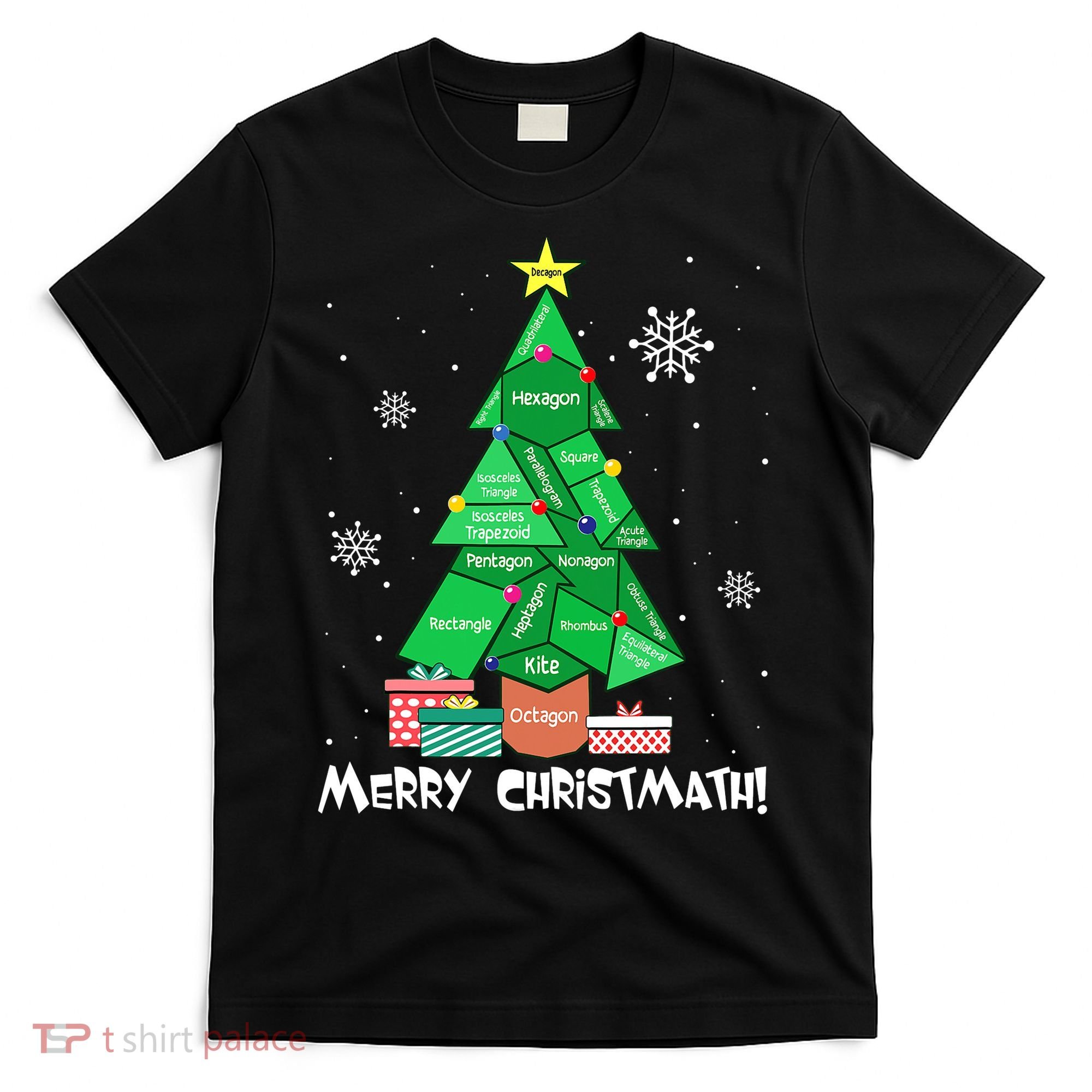 Math Teacher Polygon Christmas Tree Geometry Merry Christmas T-Shirt