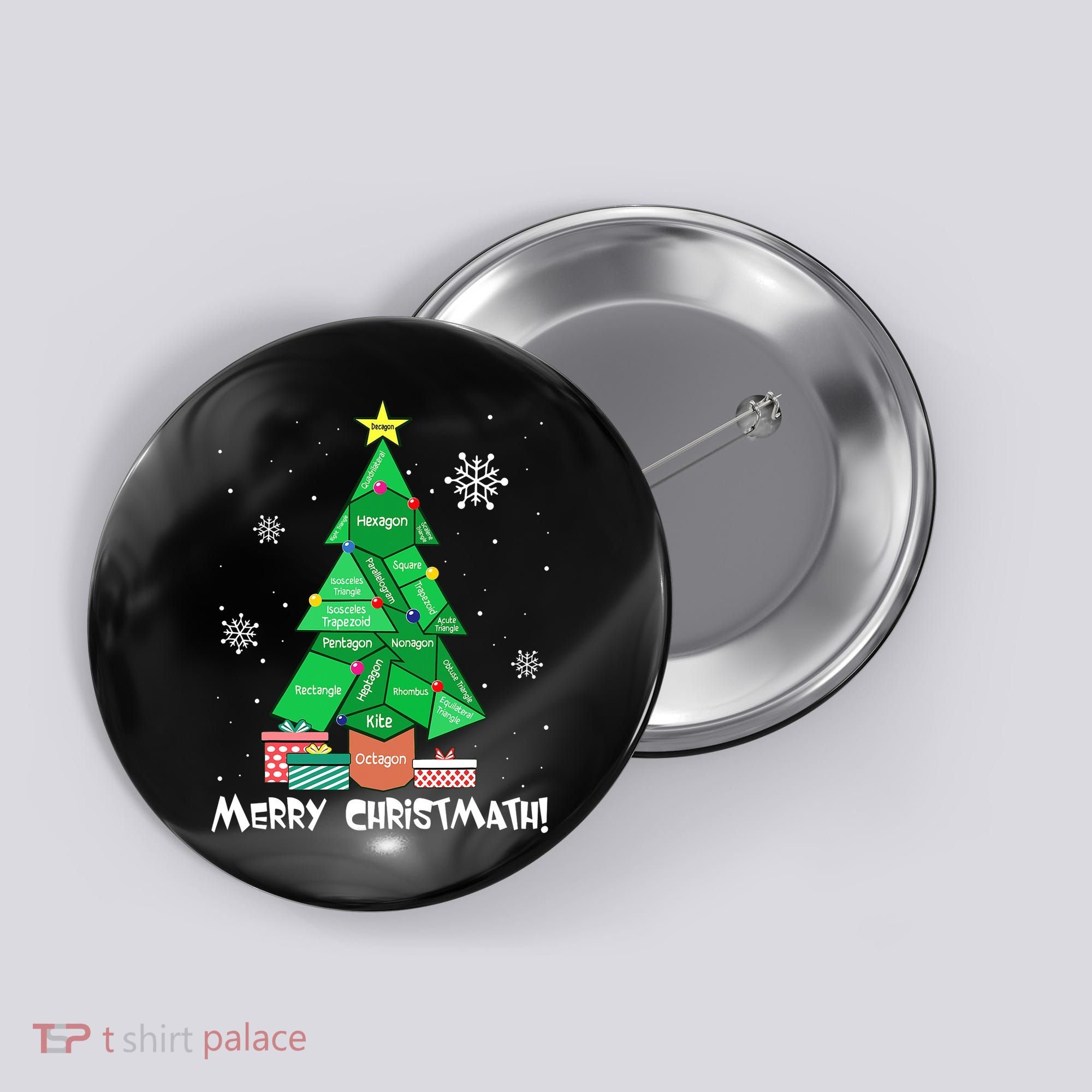 Math Teacher Polygon Christmas Tree Geometry Merry Christmas Button