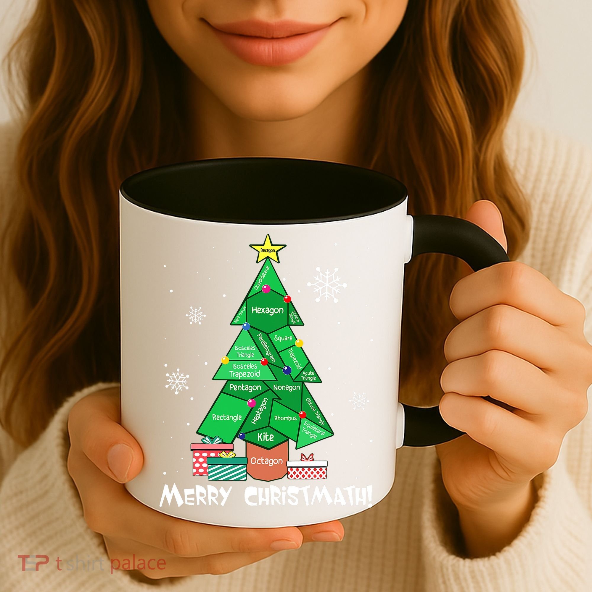 Math Teacher Polygon Christmas Tree Geometry Merry Christmas Coffee Mug