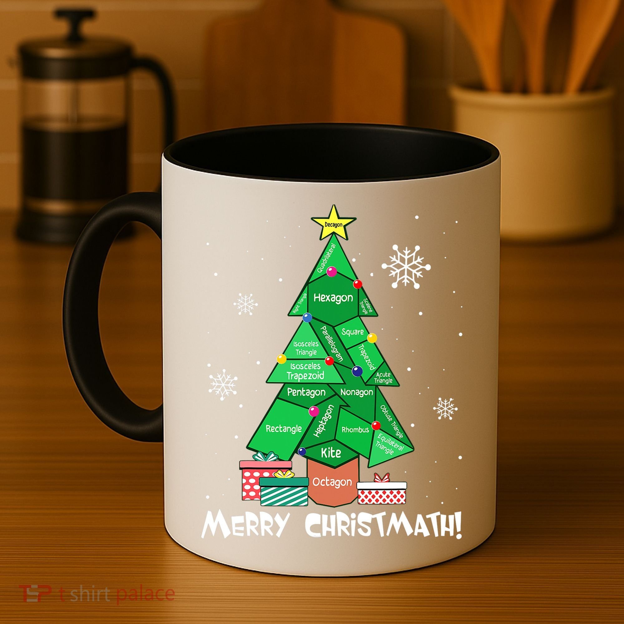 Math Teacher Polygon Christmas Tree Geometry Merry Christmas Coffee Mug