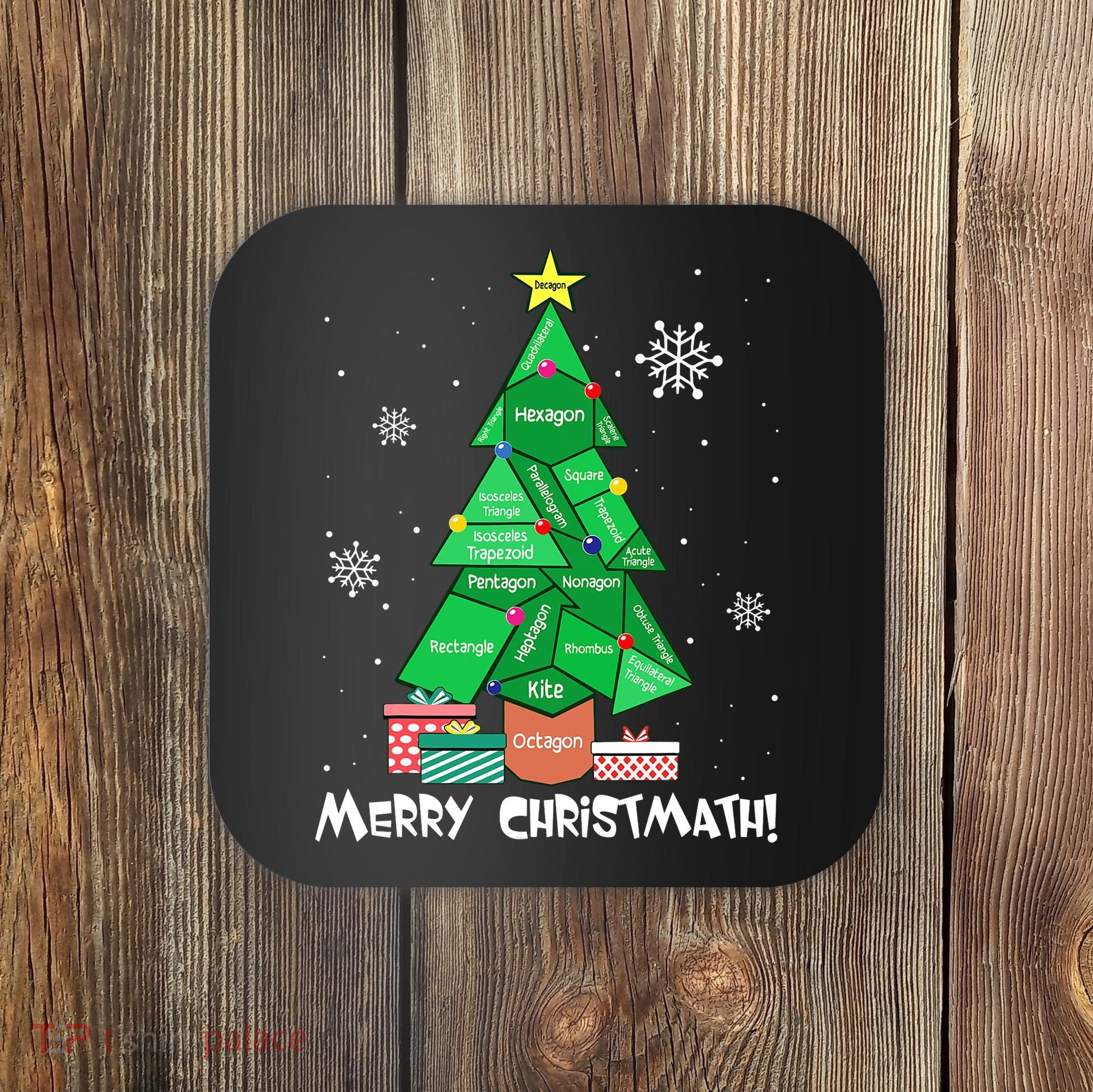 Math Teacher Polygon Christmas Tree Geometry Merry Christmas Coaster