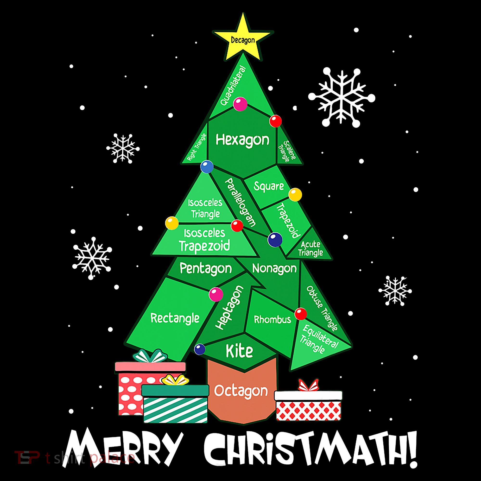 Math Teacher Polygon Christmas Tree Geometry Merry Christmas Polo