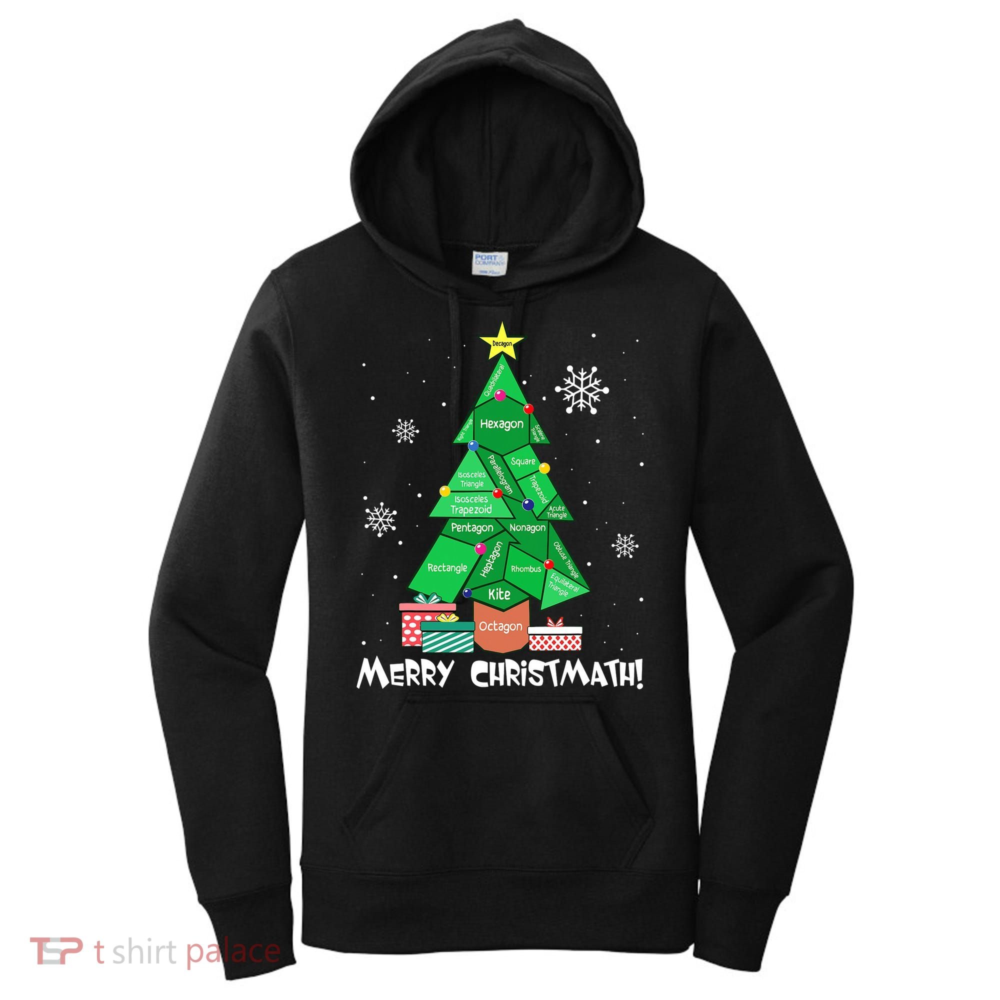 Math Teacher Polygon Christmas Tree Geometry Merry Christmas Women's Hoodie
