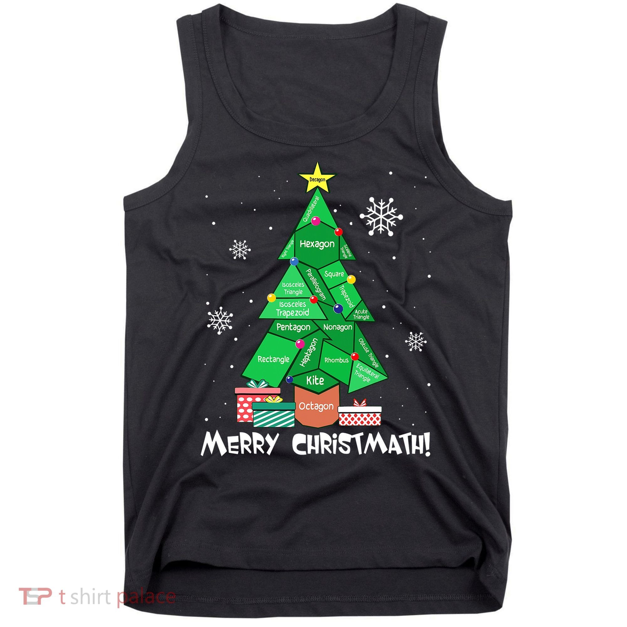 Math Teacher Polygon Christmas Tree Geometry Merry Christmas Tank Top