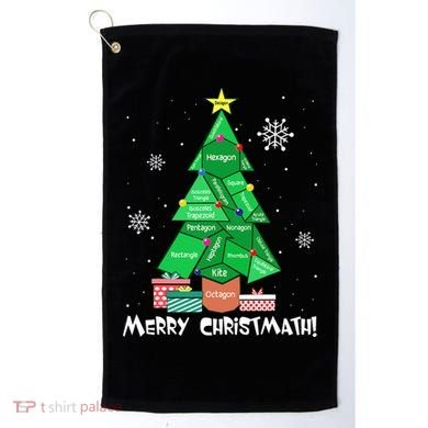 Math Teacher Polygon Christmas Tree Geometry Merry Christmas Golf Towel