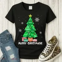 Math Teacher Polygon Christmas Tree Geometry Merry Christmas Women's T-Shirt thumb 3