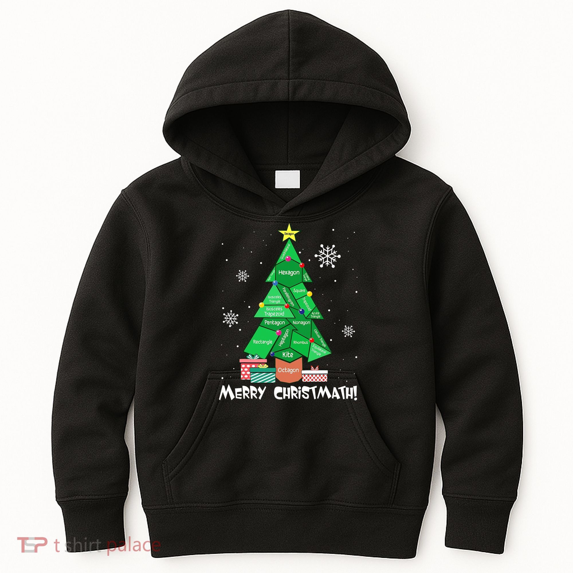 Math Teacher Polygon Christmas Tree Geometry Merry Christmas Kids Hoodie