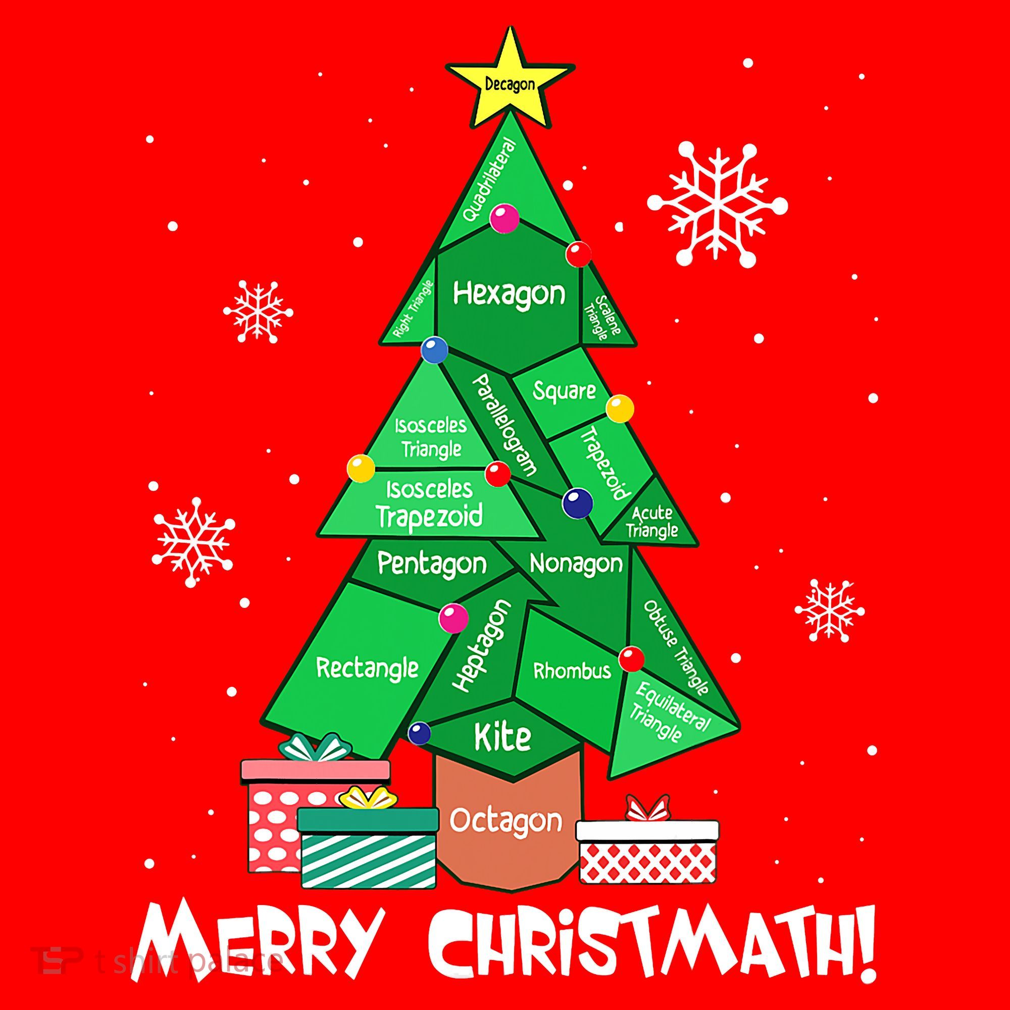 Math Teacher Polygon Christmas Tree Geometry Merry Christmas Santa Hat