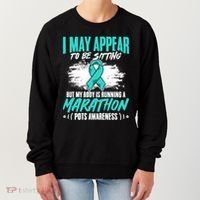 Marathon Turquoise Pots Awareness Dysautonomia Awareness Cool Gift Women's Sweatshirt thumb 0