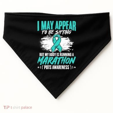 Marathon Turquoise Pots Awareness Dysautonomia Awareness Cool Gift USA-Made Doggie Bandana