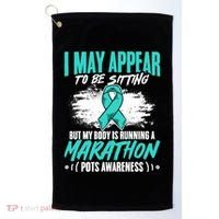 Marathon Turquoise Pots Awareness Dysautonomia Awareness Cool Gift Golf Towel thumb 0