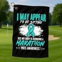 Marathon Turquoise Pots Awareness Dysautonomia Awareness Cool Gift Golf Towel thumb 1