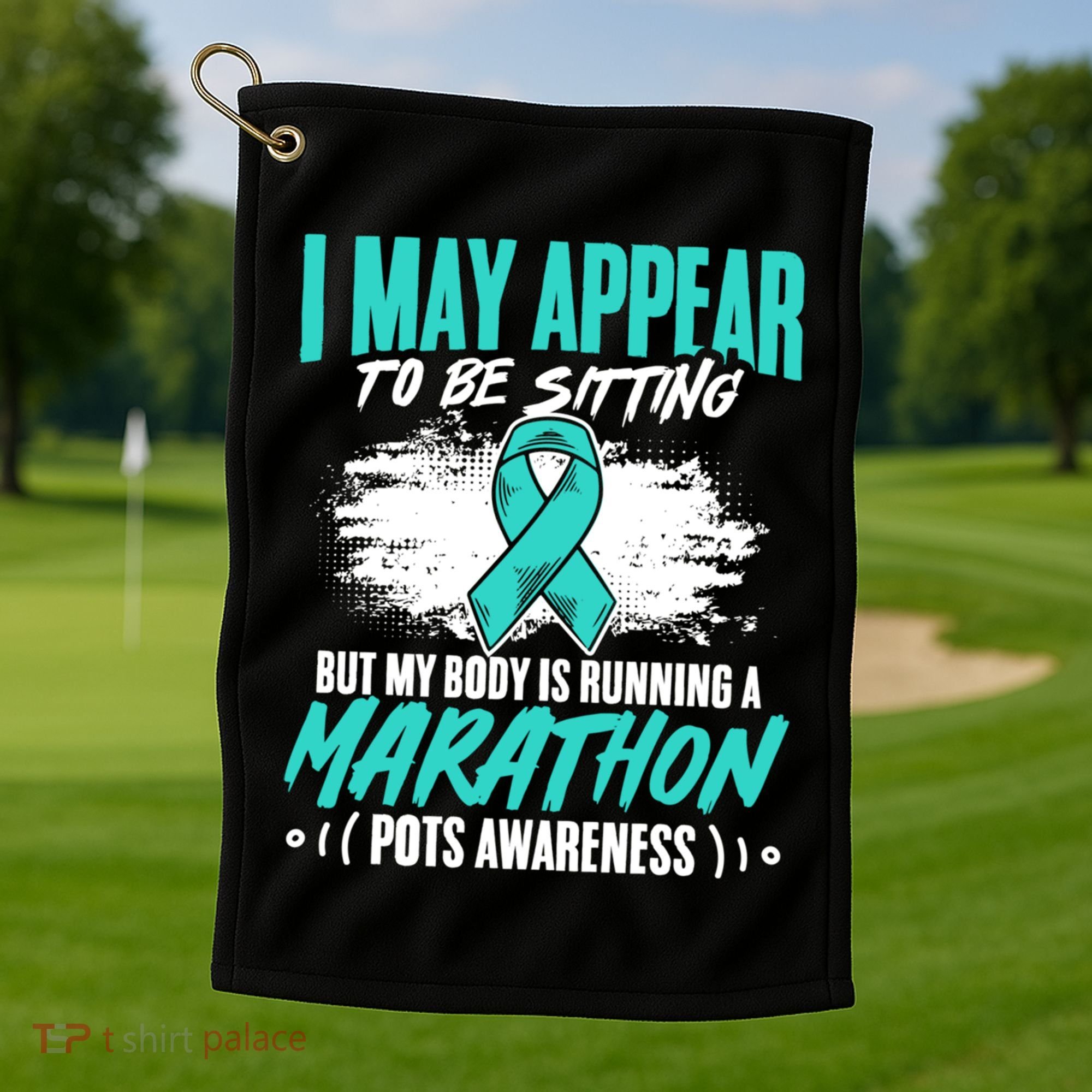 Marathon Turquoise Pots Awareness Dysautonomia Awareness Cool Gift Golf Towel