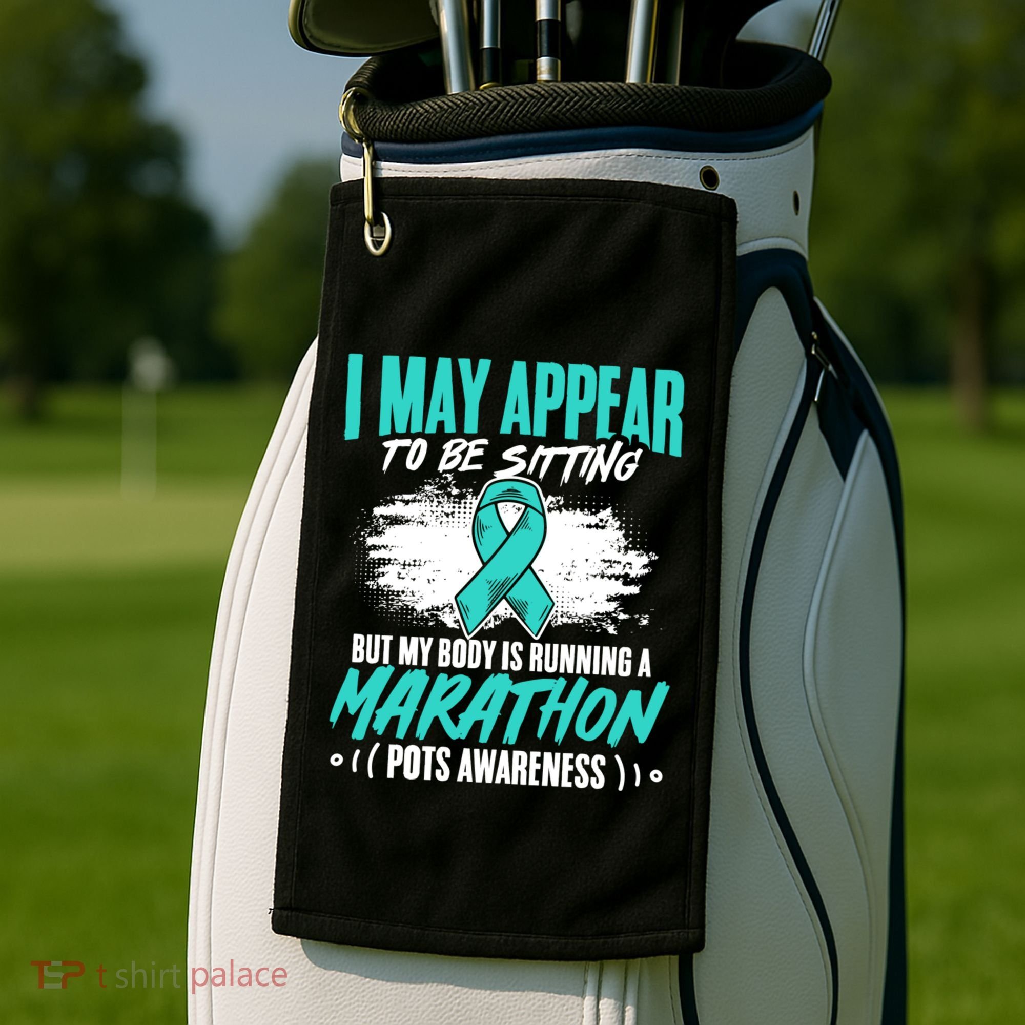 Marathon Turquoise Pots Awareness Dysautonomia Awareness Cool Gift Golf Towel