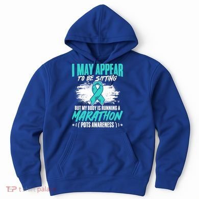 Marathon Turquoise Pots Awareness Dysautonomia Awareness Cool Gift Hoodie