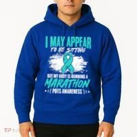 Marathon Turquoise Pots Awareness Dysautonomia Awareness Cool Gift Hoodie thumb 2