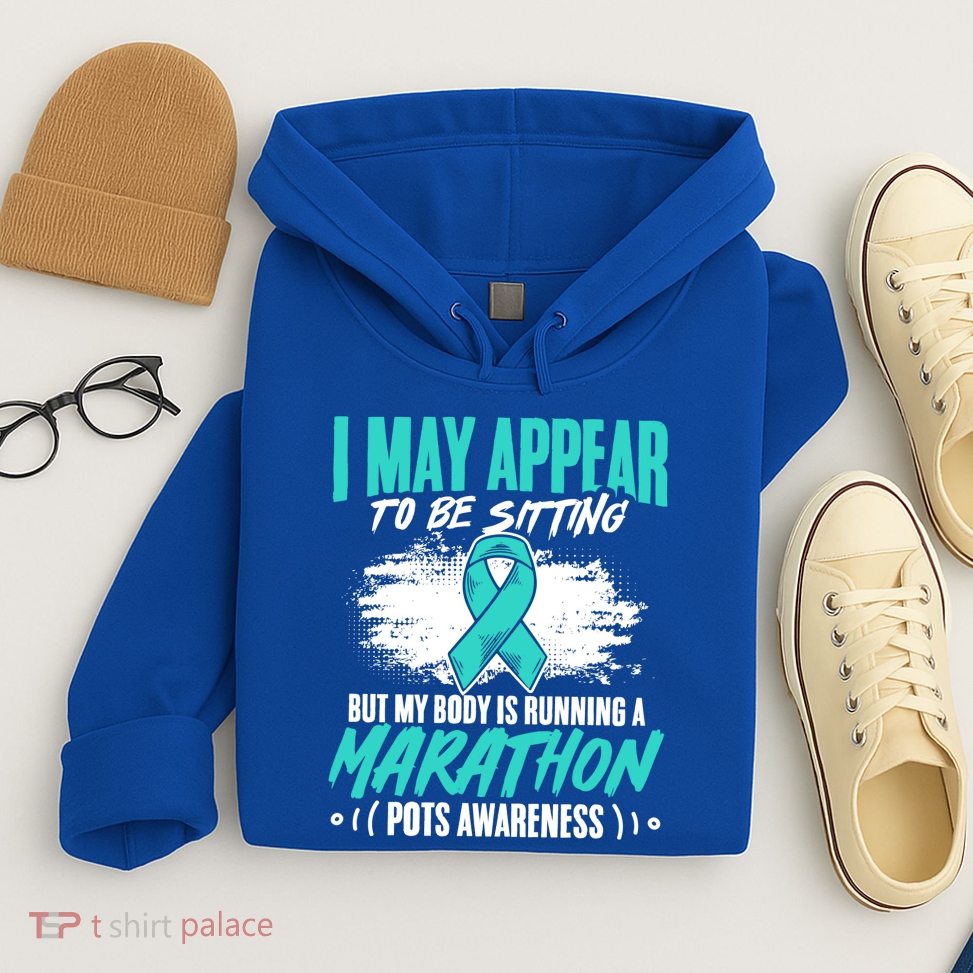 Marathon Turquoise Pots Awareness Dysautonomia Awareness Cool Gift Hoodie