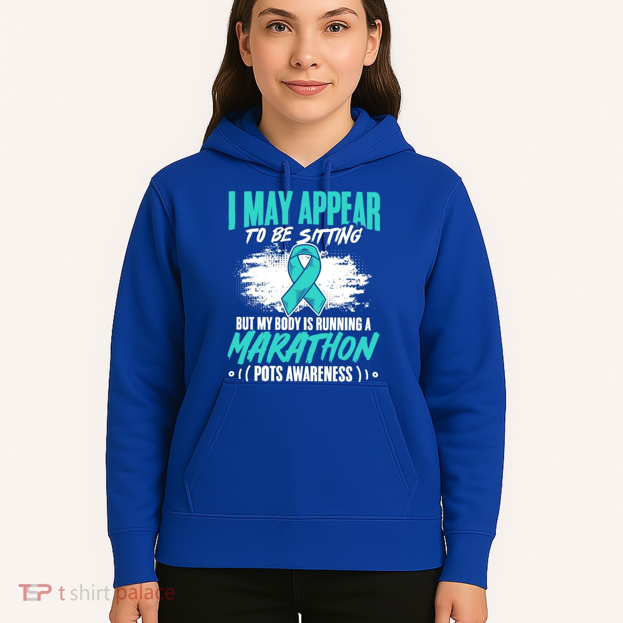 Marathon Turquoise Pots Awareness Dysautonomia Awareness Cool Gift Hoodie