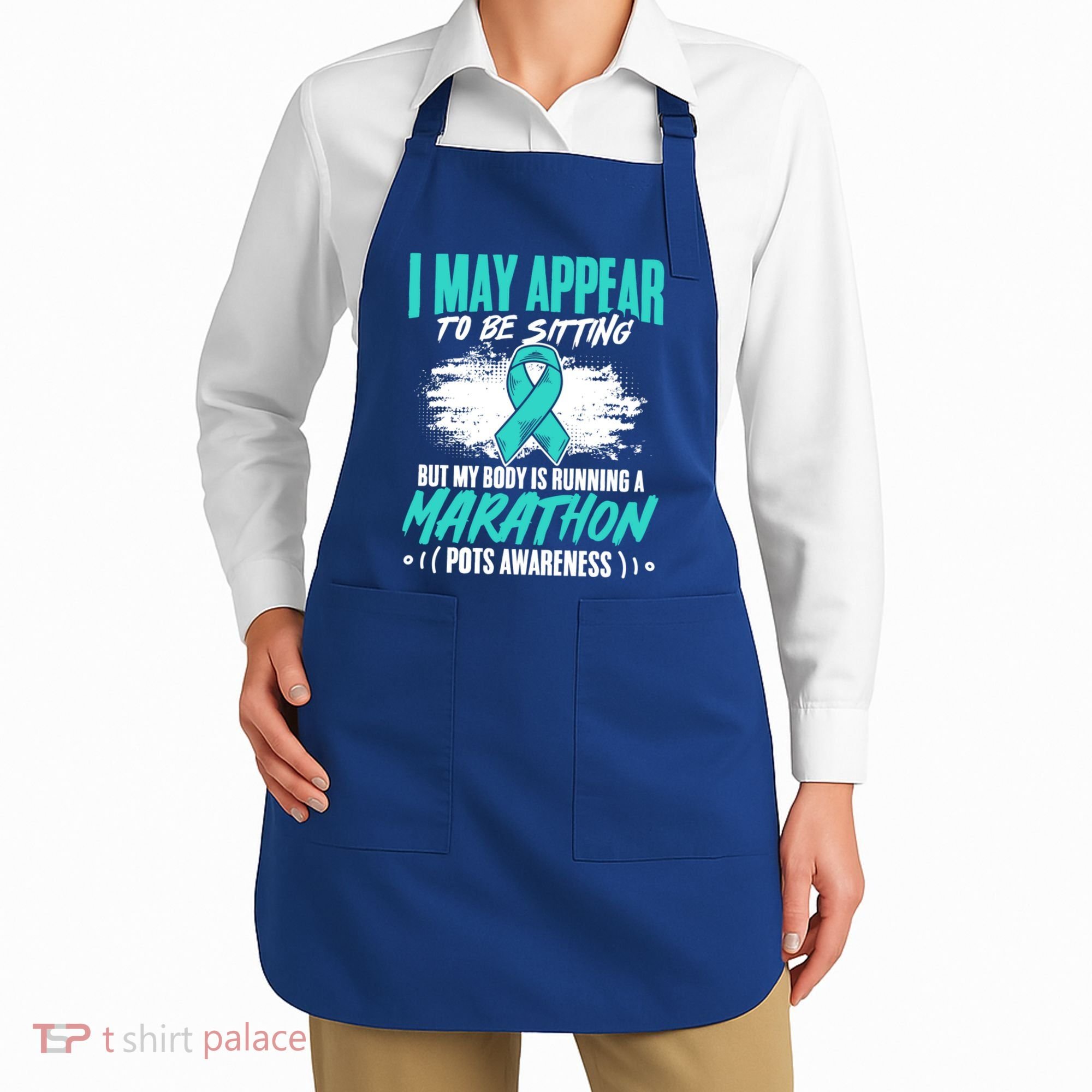 Marathon Turquoise Pots Awareness Dysautonomia Awareness Cool Gift Apron