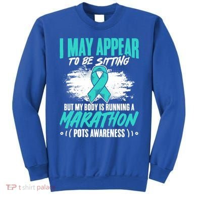 Marathon Turquoise Pots Awareness Dysautonomia Awareness Cool Gift Sweatshirt