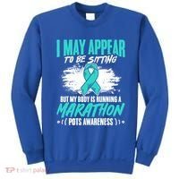 Marathon Turquoise Pots Awareness Dysautonomia Awareness Cool Gift Sweatshirt thumb 0