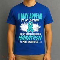Marathon Turquoise Pots Awareness Dysautonomia Awareness Cool Gift T-Shirt thumb 3