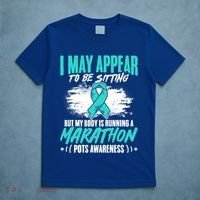 Marathon Turquoise Pots Awareness Dysautonomia Awareness Cool Gift T-Shirt thumb 5