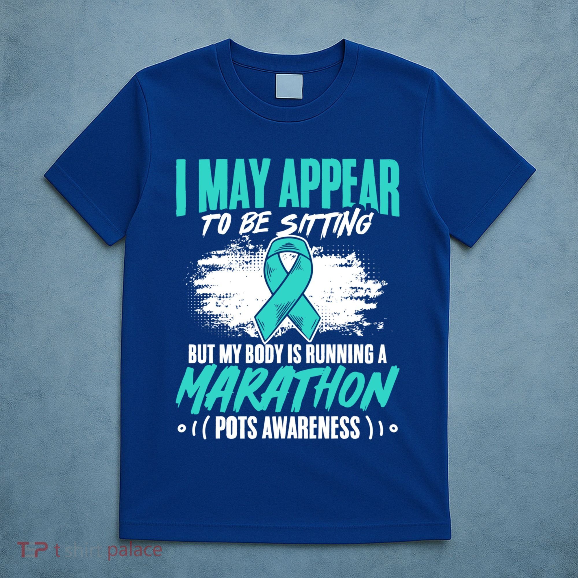Marathon Turquoise Pots Awareness Dysautonomia Awareness Cool Gift T-Shirt