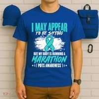Marathon Turquoise Pots Awareness Dysautonomia Awareness Cool Gift T-Shirt thumb 6