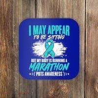 Marathon Turquoise Pots Awareness Dysautonomia Awareness Cool Gift Coaster thumb 0