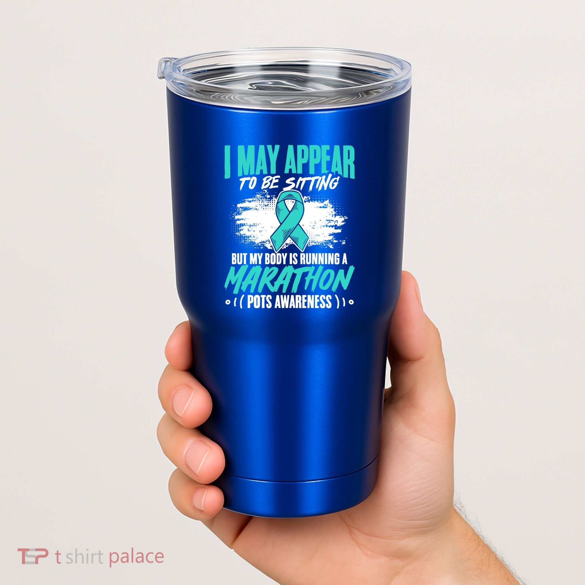 Marathon Turquoise Pots Awareness Dysautonomia Awareness Cool Gift Tumbler